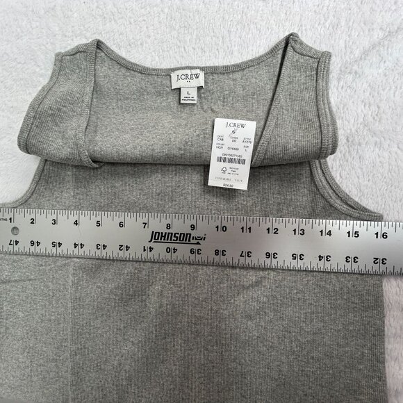 J.Crew Women's Ribbed Cotton Tank Top Large Gray Scoop Neck AY276 Casual New - Picture 4 of 5
